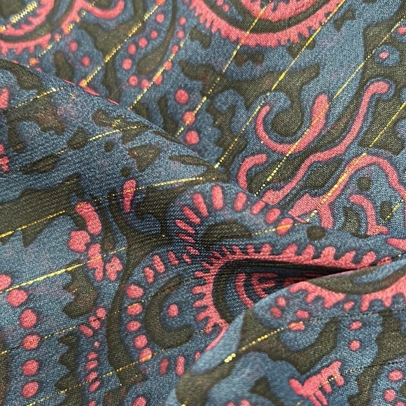 ModCloth Pink Navy Black and Gold Paisley Mini Dress Long Sleeves Size Small - Picture 7 of 13